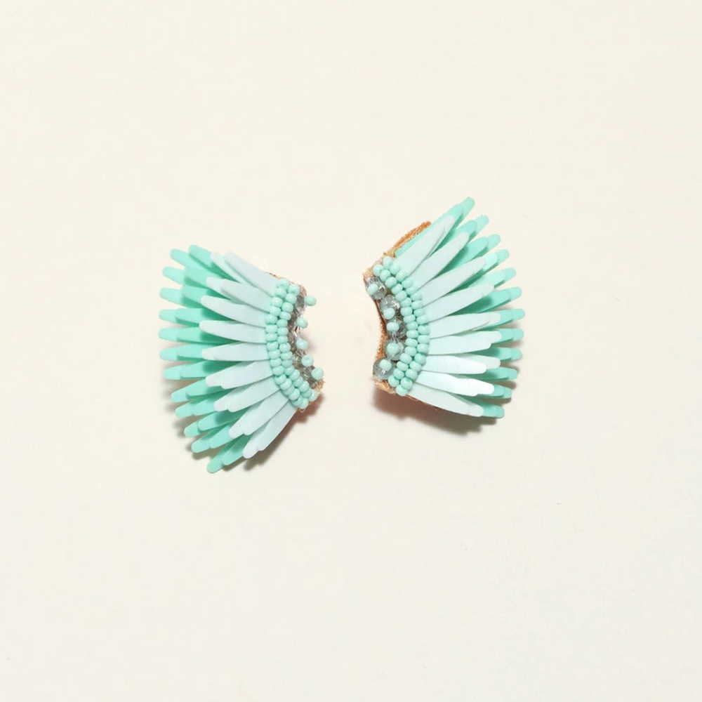 New Mignonne Gavigan Micro Madeline Earrings Green Seafoam Combo New York Boho